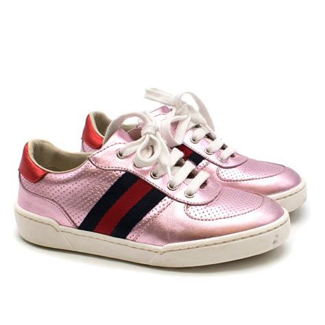 gucci metallic pink shoes|pink gucci sneakers high top.